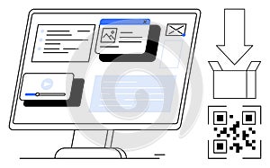 Digital Dashboard with Multimedia, QR Code, and Download Icon
