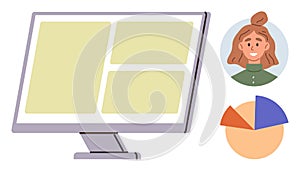 Digital Dashboard with User Profile Icon and Data Analytics Pie Chart
