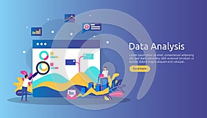 digital data analysis concept for market research and digital marketing strategy. website analytics or data science with people