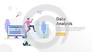 digital data analysis concept for market research and digital marketing strategy. website analytics or data science with people