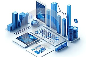 Digital data analysis and growth charts visualization concept