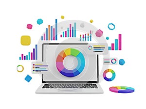 Digital data analysis on laptop screen