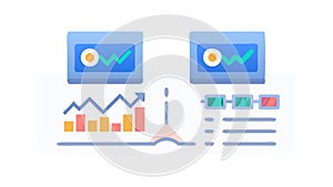 Digital Data Analytics Dashboard, Business Intelligence and Insights, vector design Generative AI