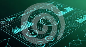 Digital Data Analytics Dashboard UI Green Futuristic Business Technology