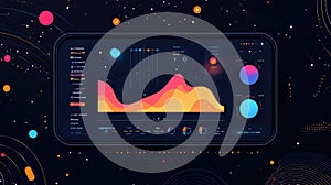 Digital data analytics dashboard displaying futuristic business ui