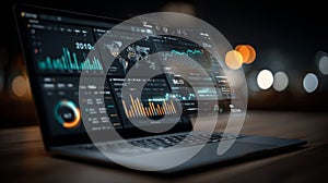 Digital Data Analytics Dashboard on a Laptop Screen