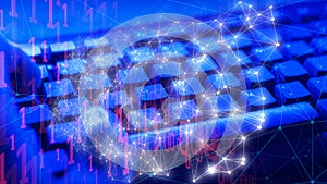 Digital data analytics dots and lines chaos connection