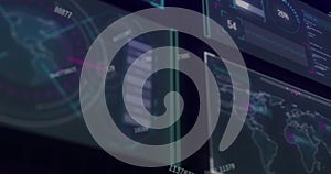 Digital data and analytics image over futuristic interface with numbers and graphs