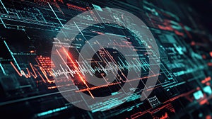 Digital data analyzing financial graph and information interface