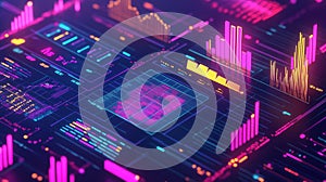 Digital data analyzing financial trading global market