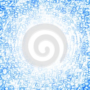 Digital data array, Abstract Concentric circles of Digits Swirling pattern, spiral of numbers,