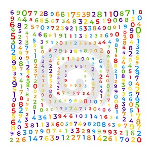 Digital data array, lots of numbers digits in Digital Pattern, abstract math background