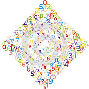 Digital data array, lots of numbers digits in Digital Pattern, abstract math background