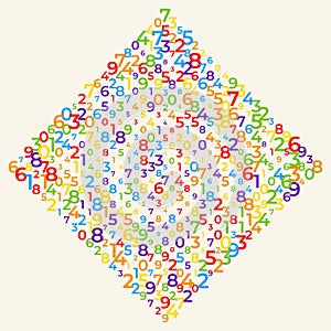 Digital data array, lots of numbers digits in Digital Pattern, abstract math background