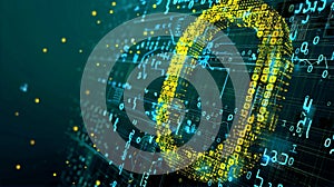 Digital data background with binary code and glowing digital numbers