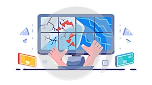 Digital Data Breakdown or System Error, vector design Generative AI