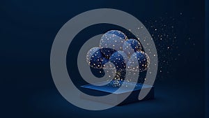 Digital Data Cloud with Glowing Particles