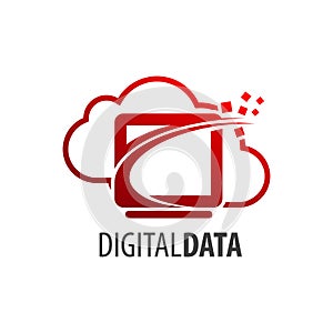 Digital data cloud screen logo concept design. Symbol graphic template element
