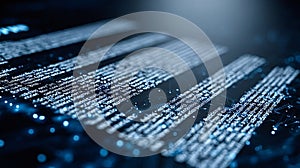 Digital data code flowing on a circuit board