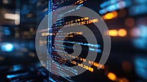 Digital data code lines programming on screen