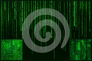 Digital data coding. Encoded cyberspace matrix style background