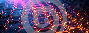 Digital data connection Hexagon grid network technology background illustration