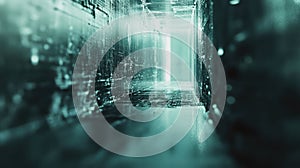 Digital data corridor creating abstract futuristic technology