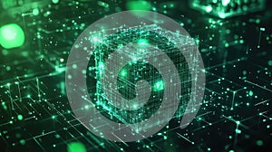 Digital data cube connecting network lines and particles