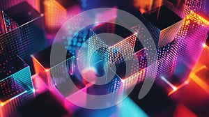 Digital data cubes connecting in abstract network