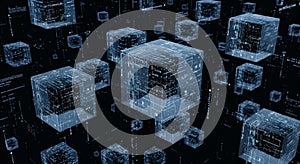 Digital Data Cubes Network Abstract Background
