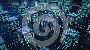 Digital Data Cubes Network Blockchain Technology Visualization