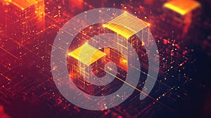 Digital data cubes representing network connection and technology