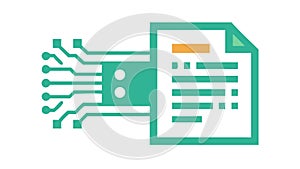 Digital data document icon with circuitry, vector design Generative AI