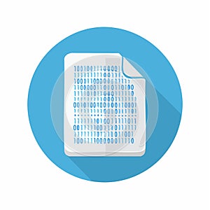 Digital Data File with Binary Code Flat Icon