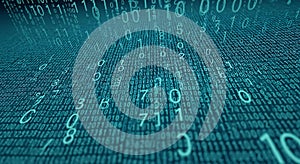 Digital Data Flow: Abstract Background of Binary Code & Numbers