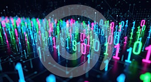 Digital data flow abstract concept of futuristic technology and binary code streams