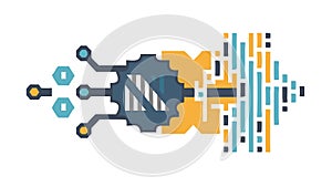 Digital Data Flow with Abstract Waveform, vector design Generative AI