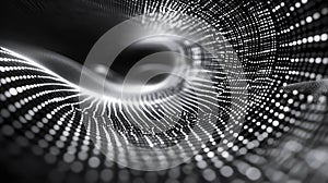 Digital data flow creating abstract particle tunnel