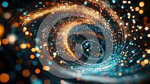 Digital data flow creating abstract vortex tunnel