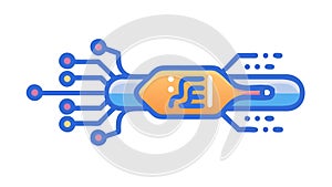 Digital Data Flow: Cybernetic Connection Network Transfer, vector design Generative AI