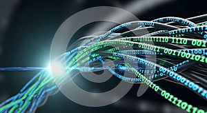Digital data flow through fiber optic cables