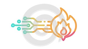 Digital Data Flow with Flame, Energy and Information, vector design Generative AI