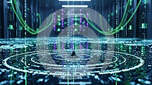 Digital Data Flow Futuristic Digital Abstract with Binary Code Server Room