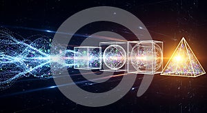 Digital Data Flow through Geometric Forms
