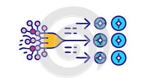 Digital data flow: information processing, analytics, and tech network systems, vector design Generative AI