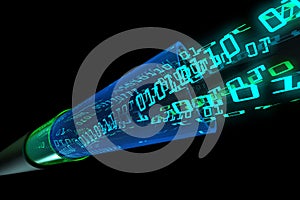 Digital data flow through optical wire