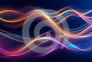 Digital Data Flow Vector Background. Big Data Technology Lines