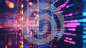 Digital data flowing through abstract binary code server