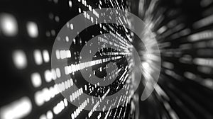 Digital data flowing through abstract binary tunnel background