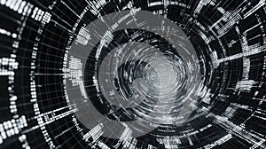 Digital data flowing through abstract binary tunnel network